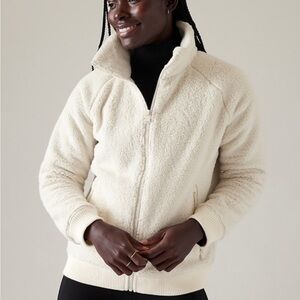 Athleta Cream Sherpa Zip-Up Jacket